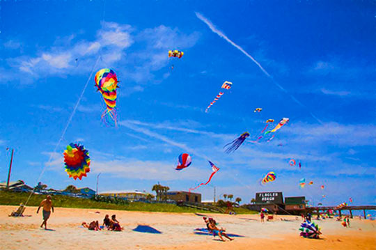 kites in the sky at Flagler Beach Florida